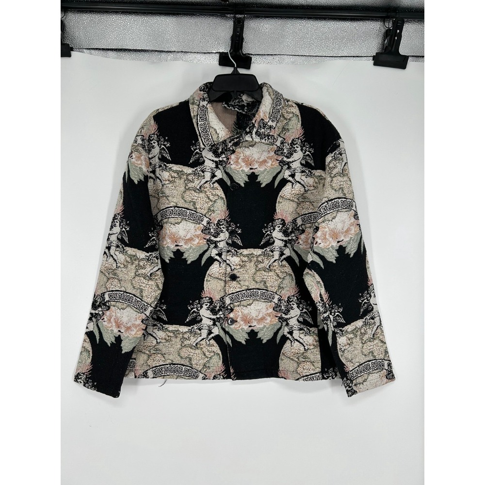 Rebel Vengeance Tapestry Jacket Graphic Small Cherub Oasis Print Button Up Front